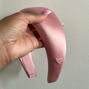PRADA SATIN HEADBAND IN BABY PINK